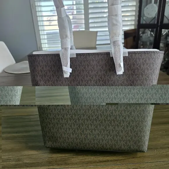 Michael Kors Jet Set Travel Medium Double Pocket Sould Tote/Bag Brown New - Picture 4 of 10